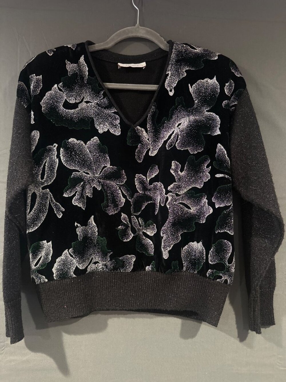 Savion Vintage Floral Velvet Sweater 12 Whimsigoth Dark Romantic Holiday Glam